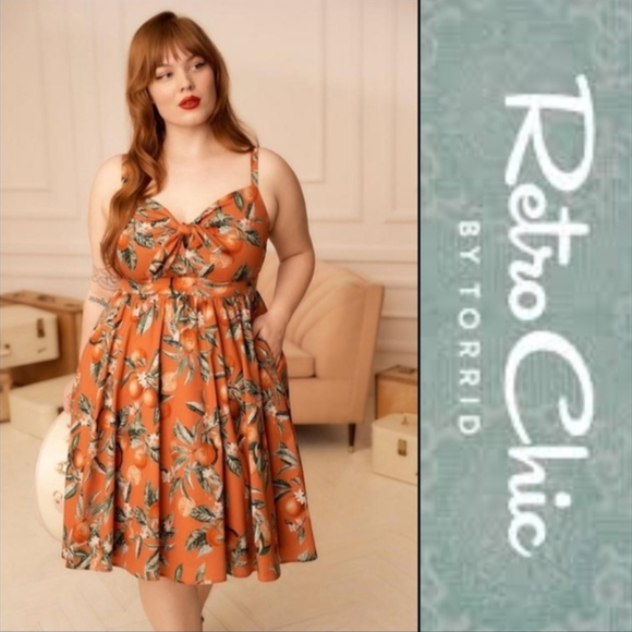 torrid Dresses & Skirts - NEW Torrid Retro Chic Orange Blossom Dress Sz 0 NWOT 0X 12 14 L XL